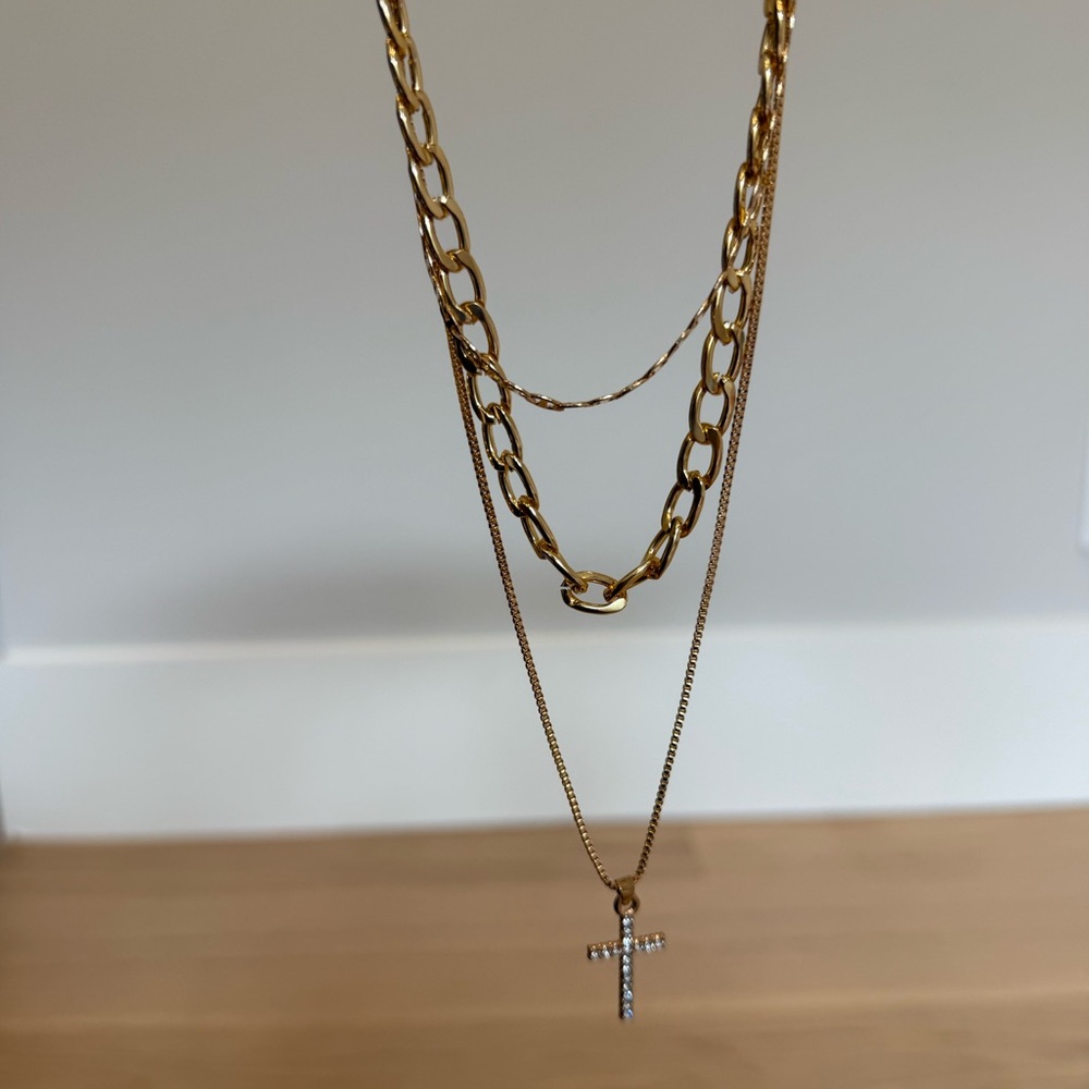 Eternity Layered Cross Pendant Necklace